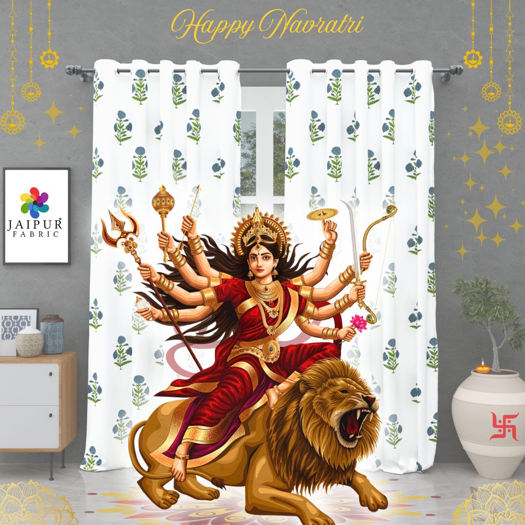 "Celebrate Navratri with Jaipur Fabric: Elevate Your Prayer Room with Vibrant Floral Dohars and Cushions"