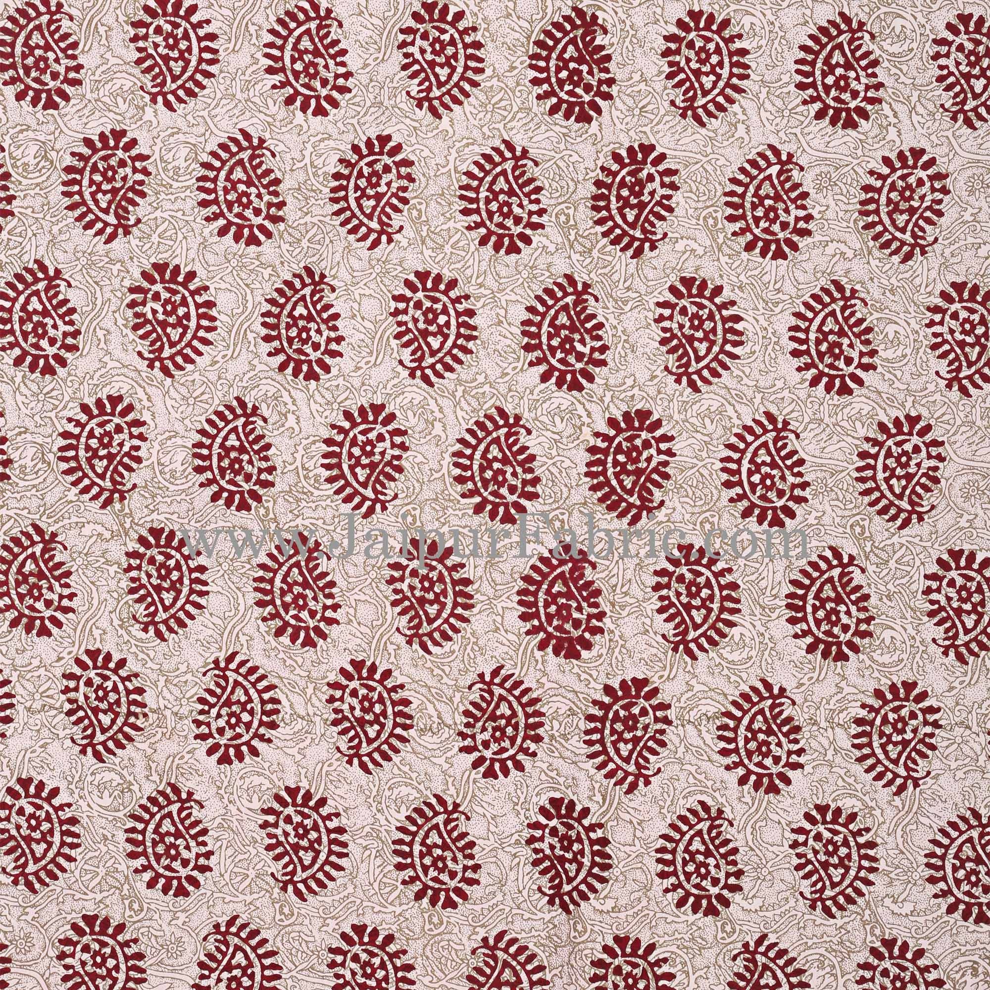 Maroon Border Maroon Base Kerry Pattern Hand Block Print Super Fine Cotton Bed Sheet