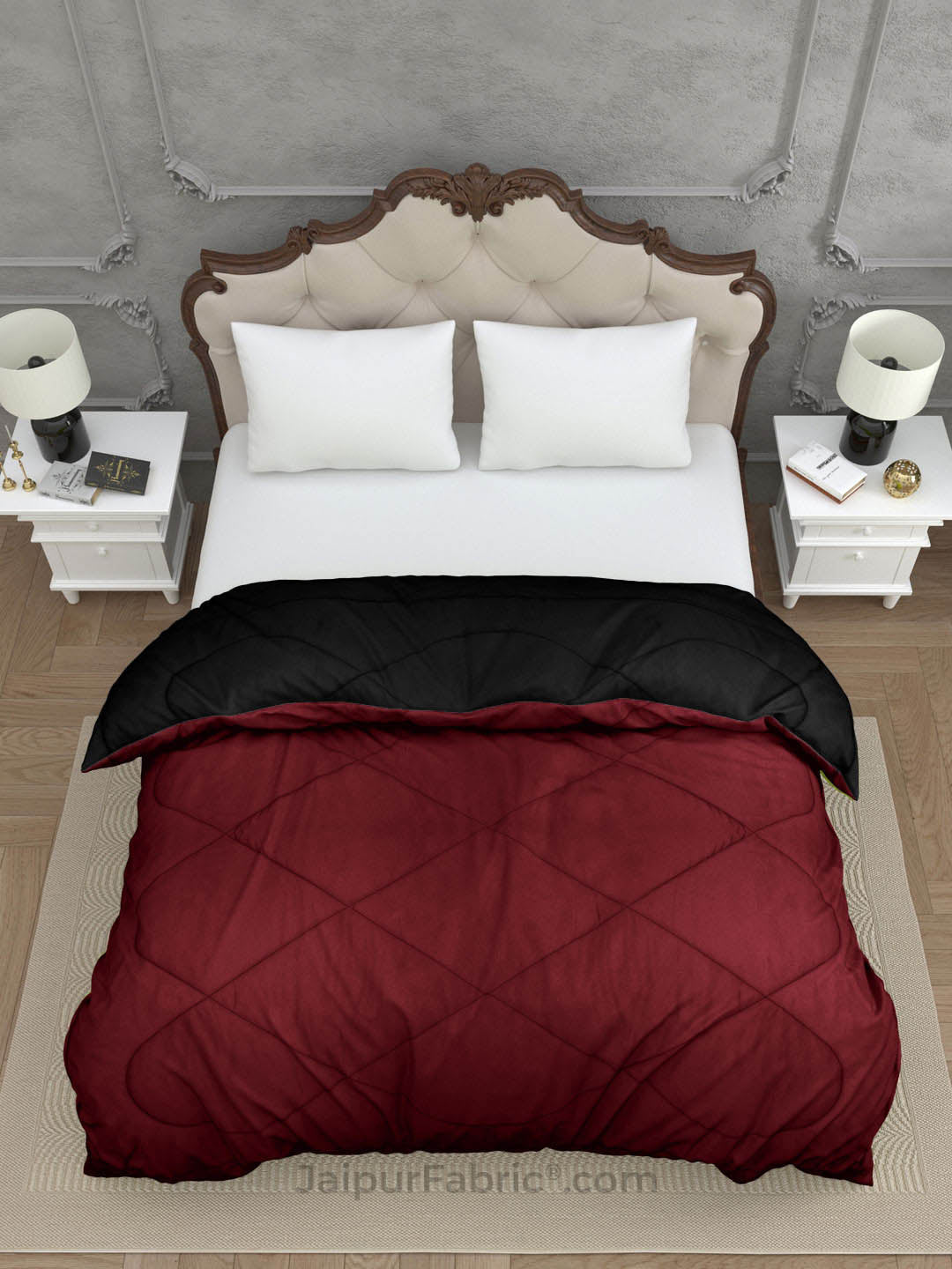 Maroon Black Double Bed Comforter