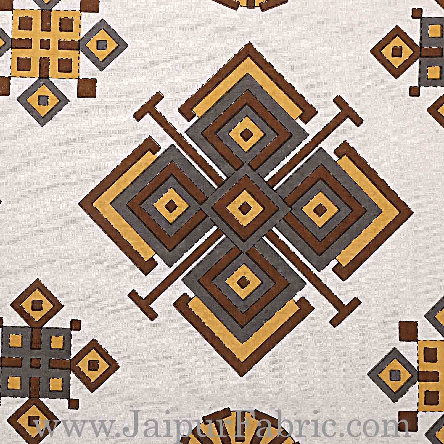 Double Bedsheet Light Yellow Border Fine Cotton Rangoli Print