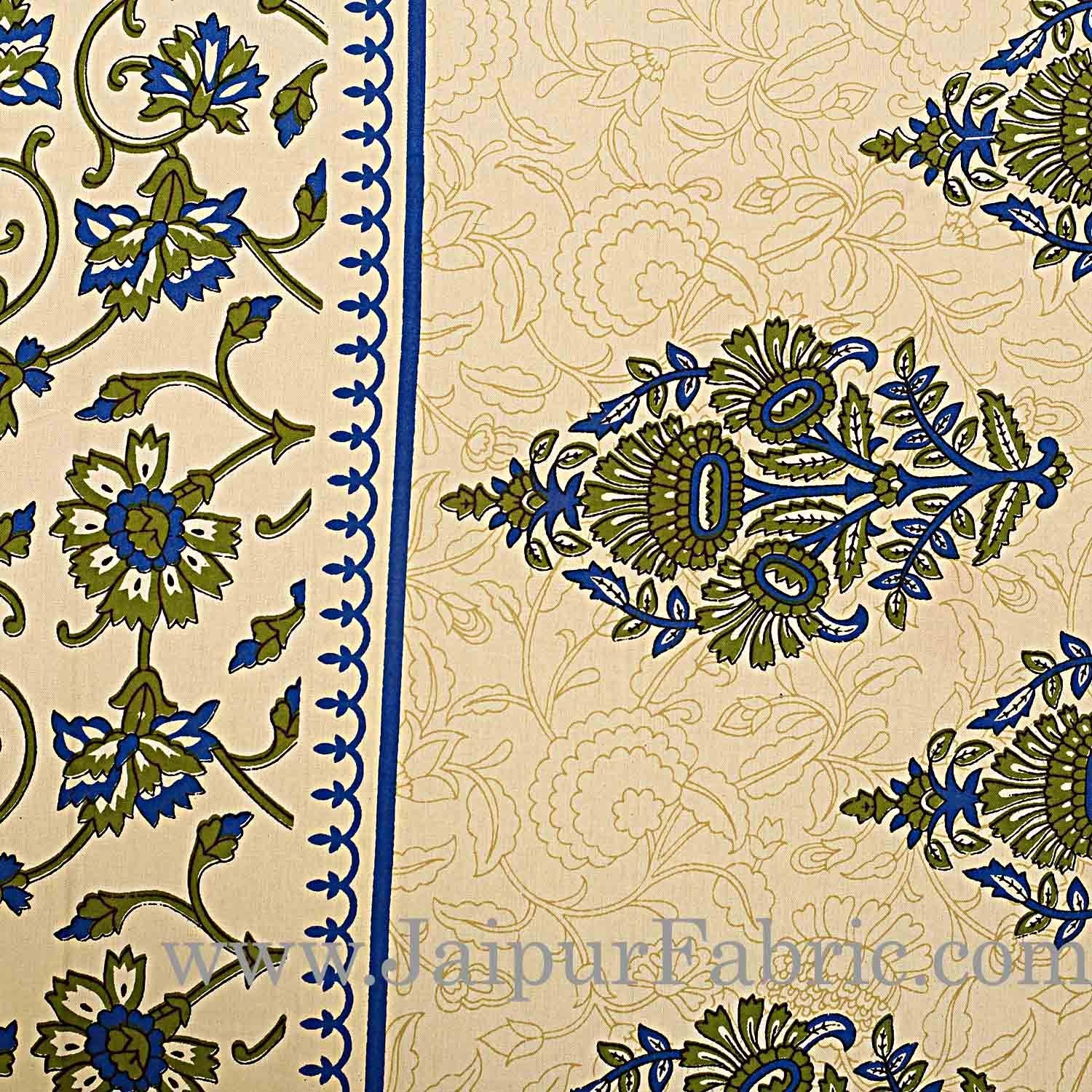 Green Border Tropical keri Design Cotton Double Bed Sheet