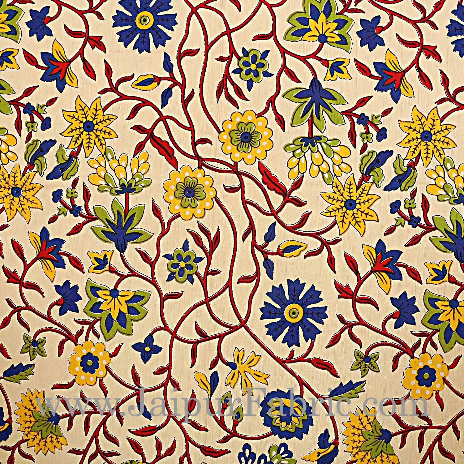 Double bedsheet with Blue Border Branch of Pomegranate With Two Pillow Cover