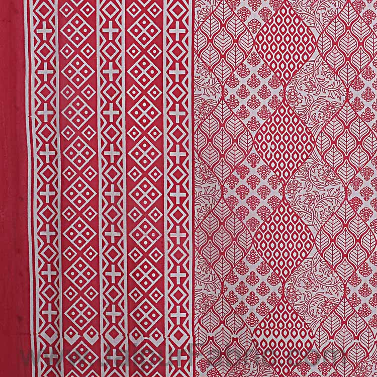 Double Bedsheet Big Bell Print Red Pink Border Fine Cotton