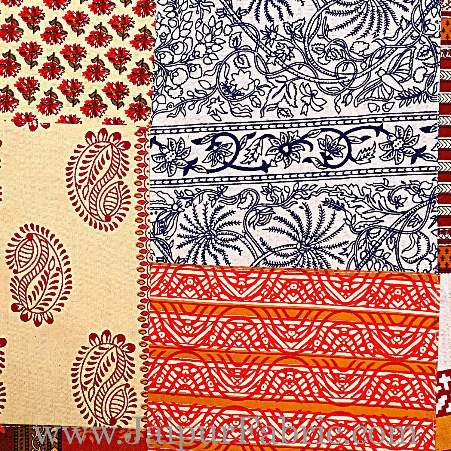 Mix Tukdi Super Fine Single Bed Size Cotton Golden Print Bedsheet