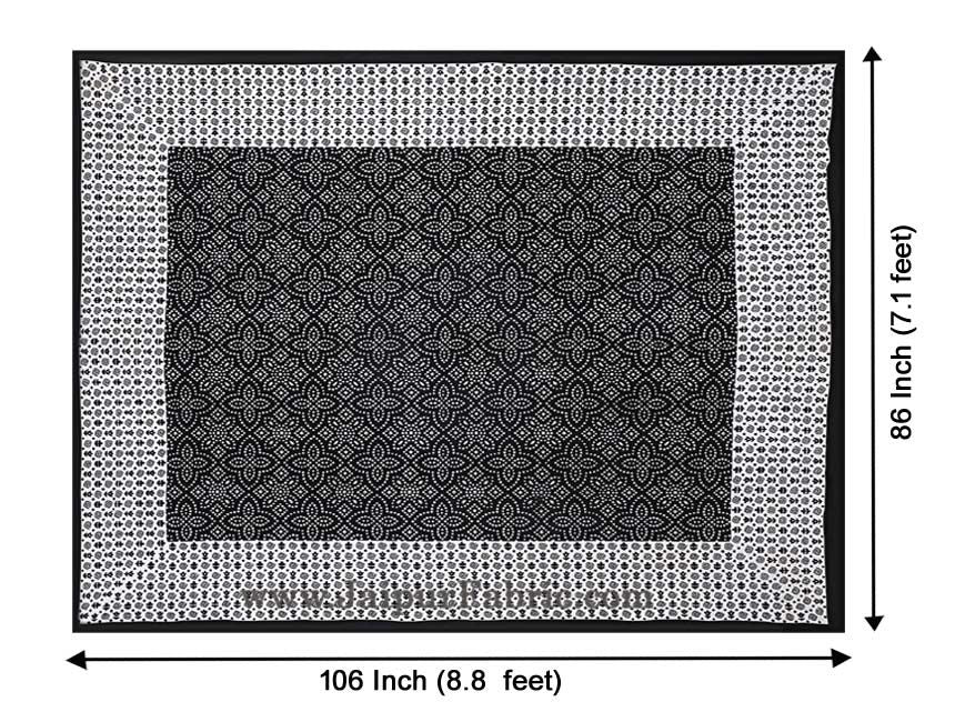 Black Border White Base Bandhej Pattern Screen Print Cotton Double Bed Sheet