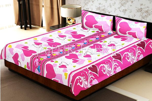 Purple Flower Print Cotton Bedsheet and matching AC Quilt Dohar set