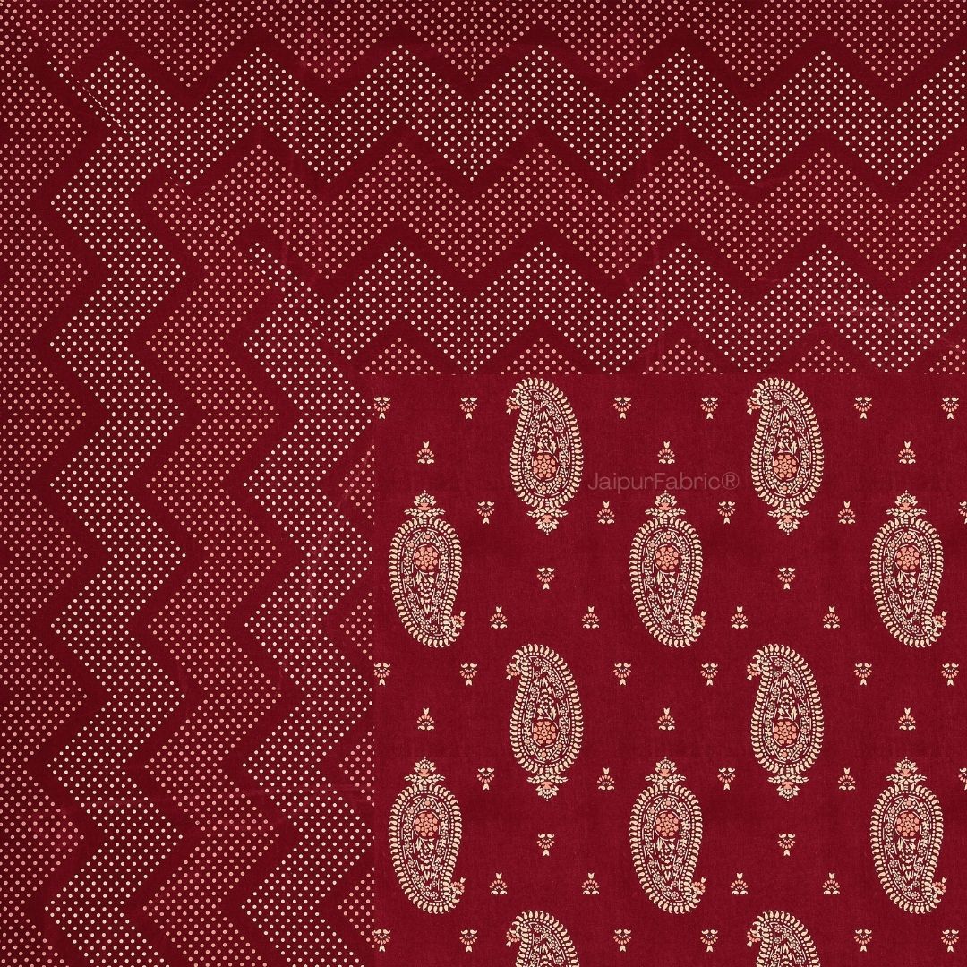 Traditional Goldi Maroon King Size BedSheet