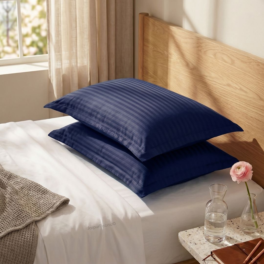 Navy Blue Color Pillow Cover Pair