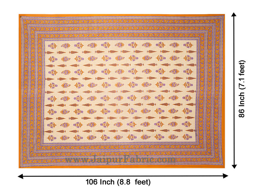 Double Bedsheet Pretty Orange Yellow Pine Tree Print