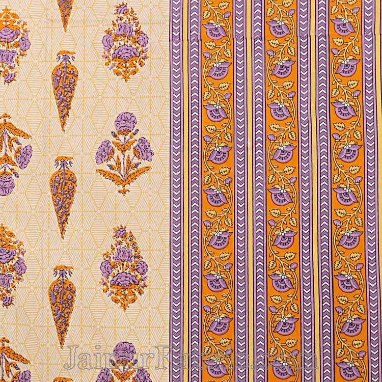 Double Bedsheet Pretty Orange Yellow Pine Tree Print