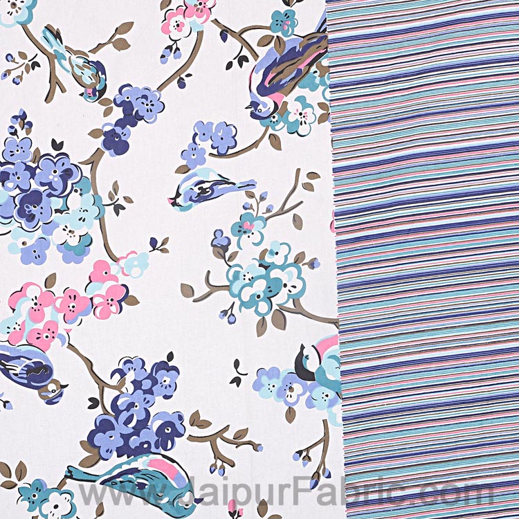 Double Bedsheet Livid Colorful Sparrows Design Print