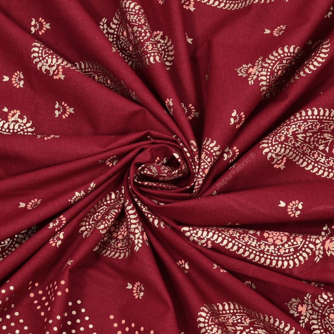 Traditional Goldi Maroon King Size BedSheet