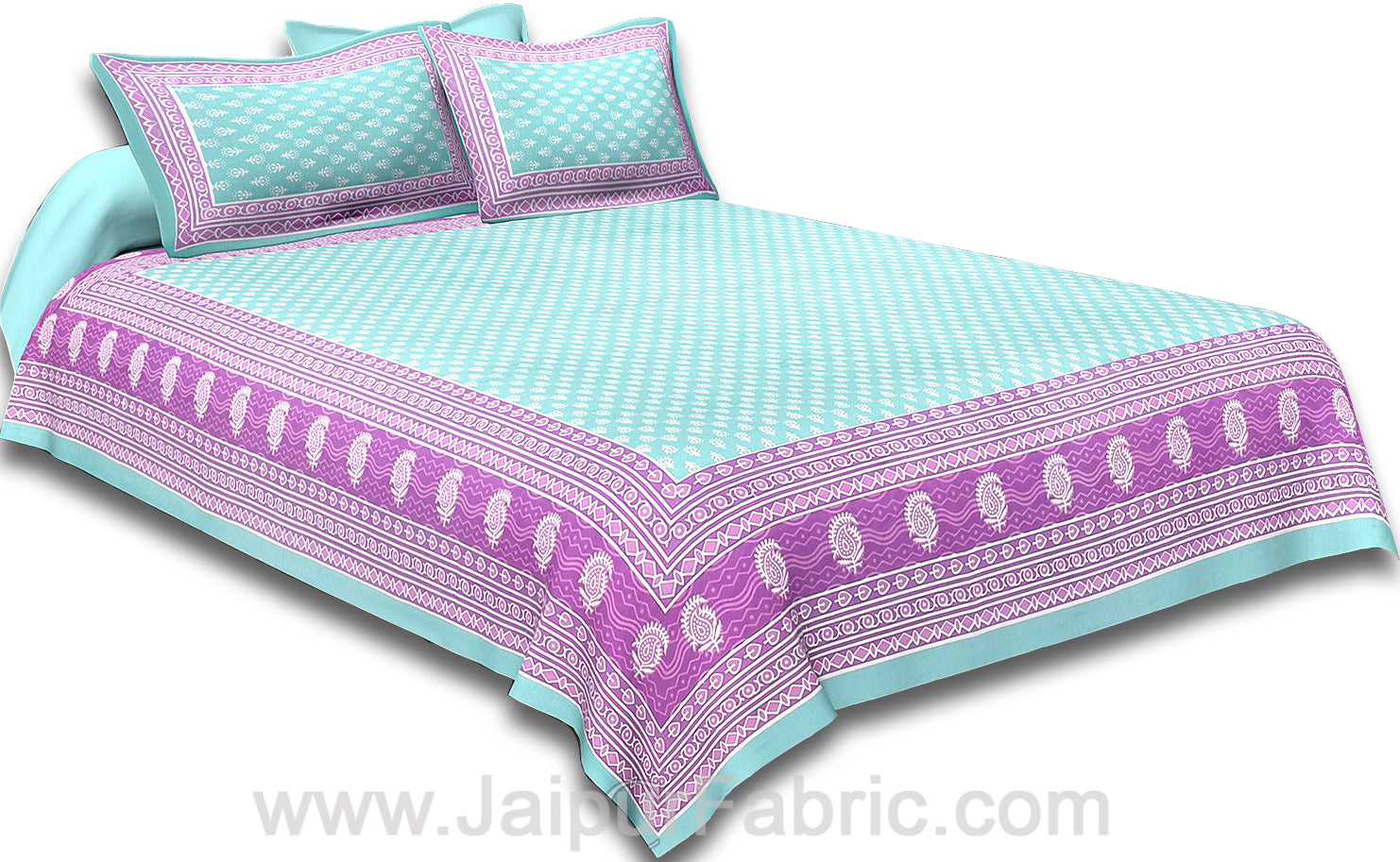 Floral Pattern Screen Print Cotton Double Bedsheet Combo of 4