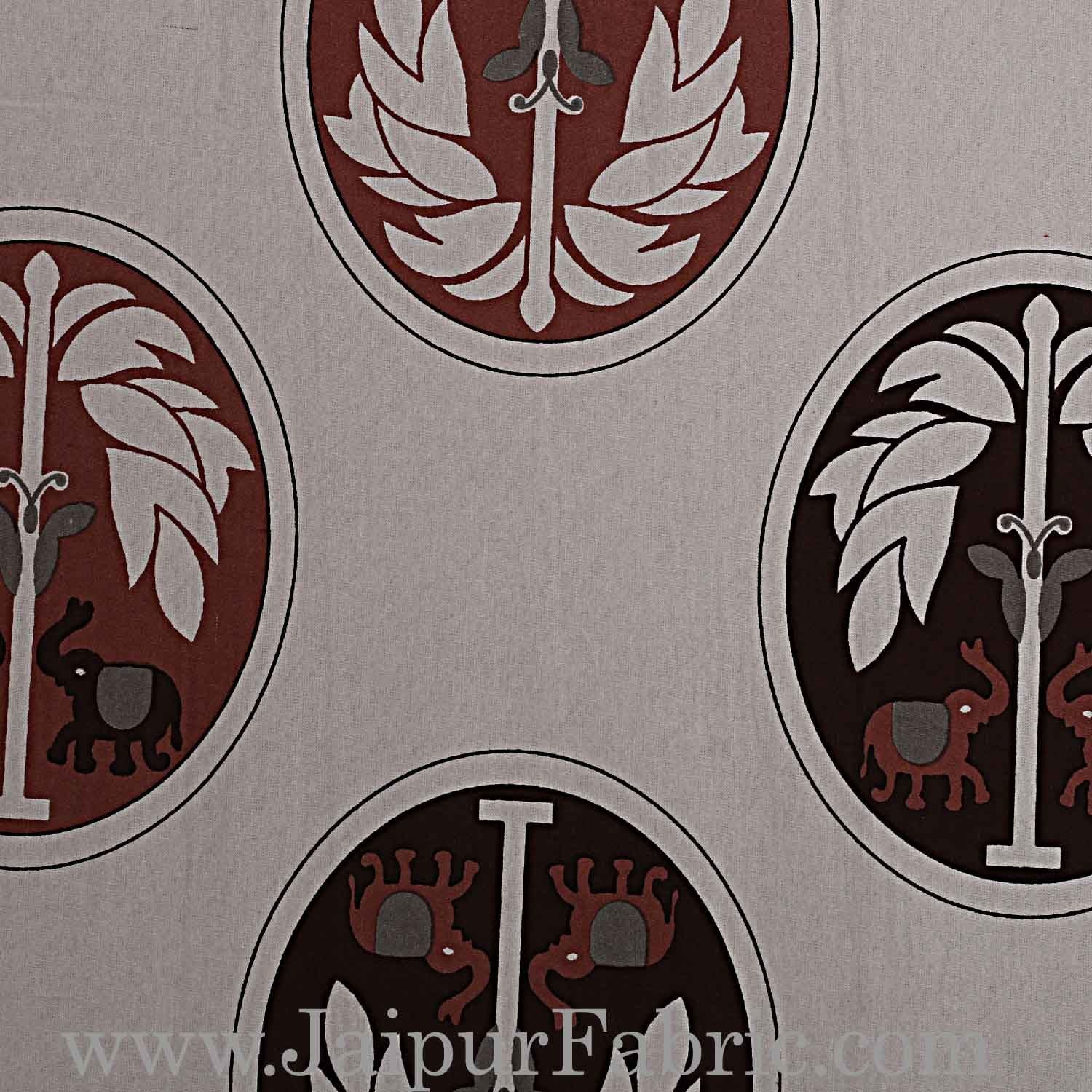 Double Bedsheet Grey Border Fine Cotton Dark Tree Print