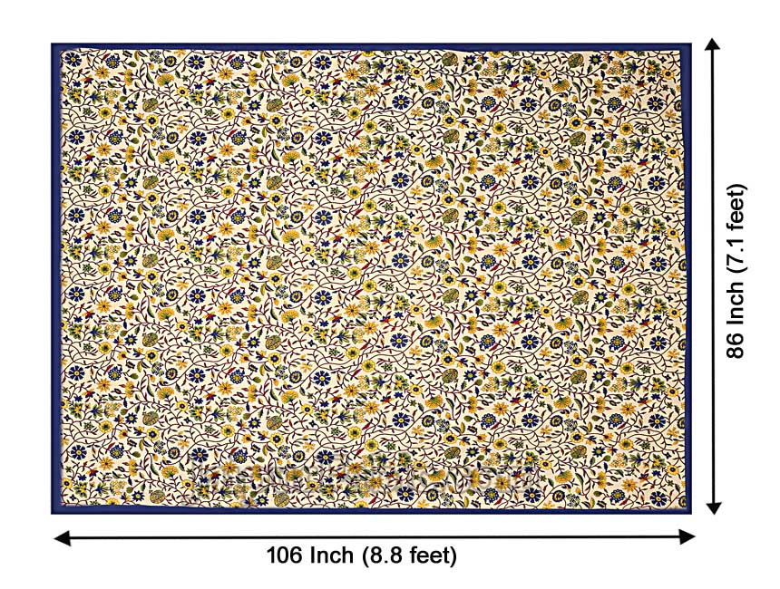 Double bedsheet with Blue Border Branch of Pomegranate With Two Pillow Cover