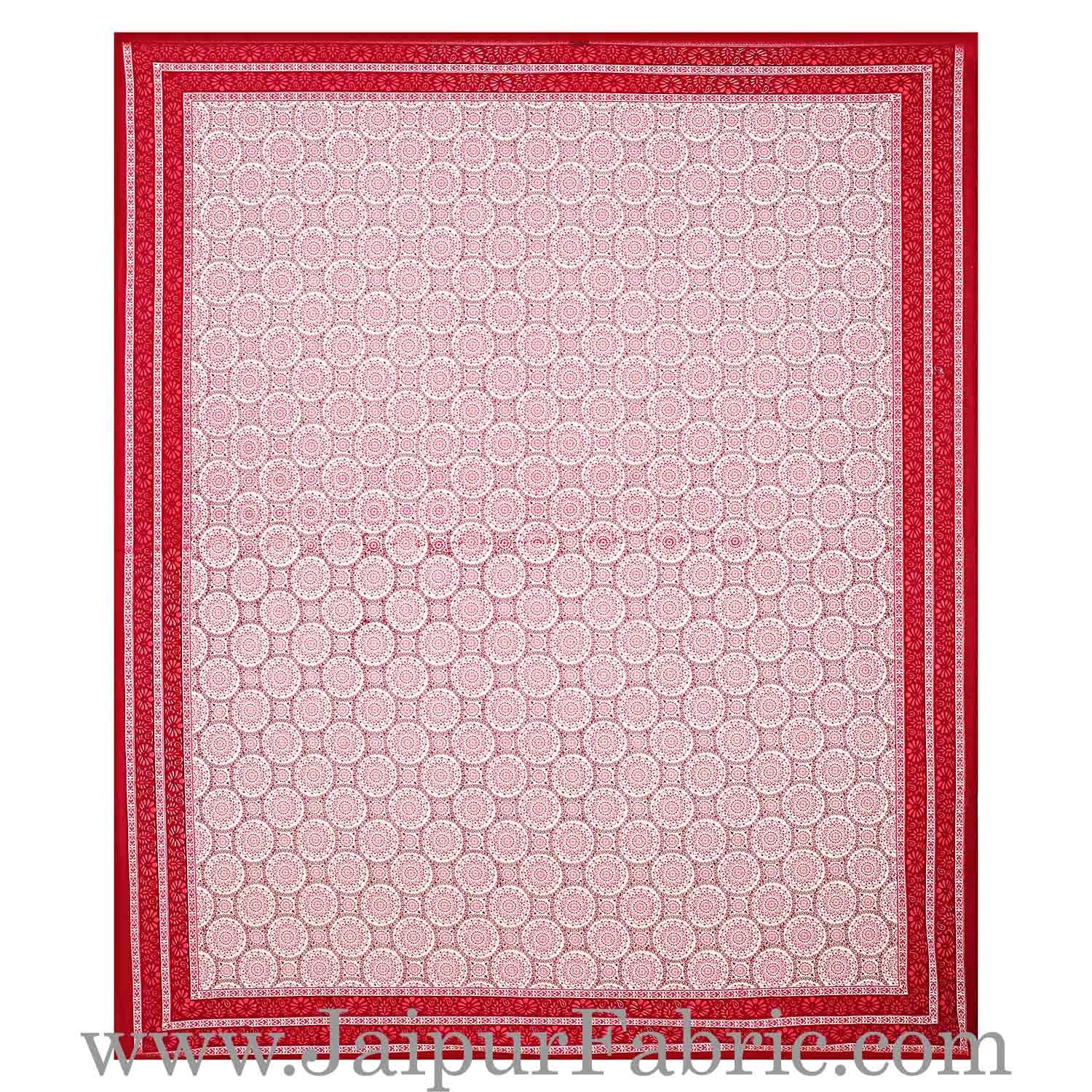 Double Bedsheet Maroon Border Rangoli Print With Two Pillow Cover