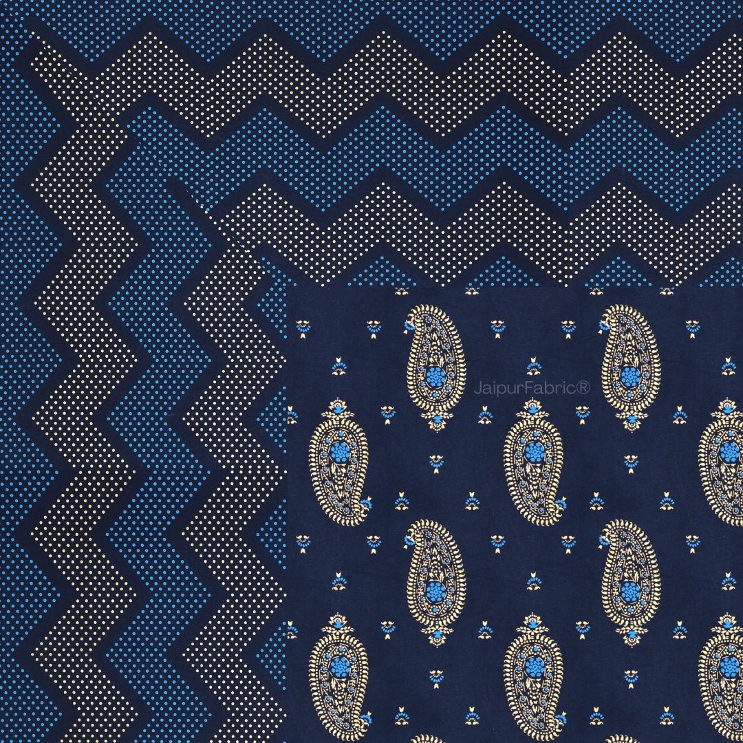 Traditional Goldi Nevy Blue King Size BedSheet