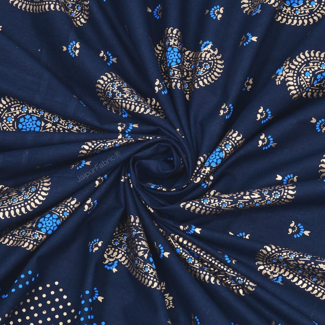 Traditional Goldi Nevy Blue King Size BedSheet