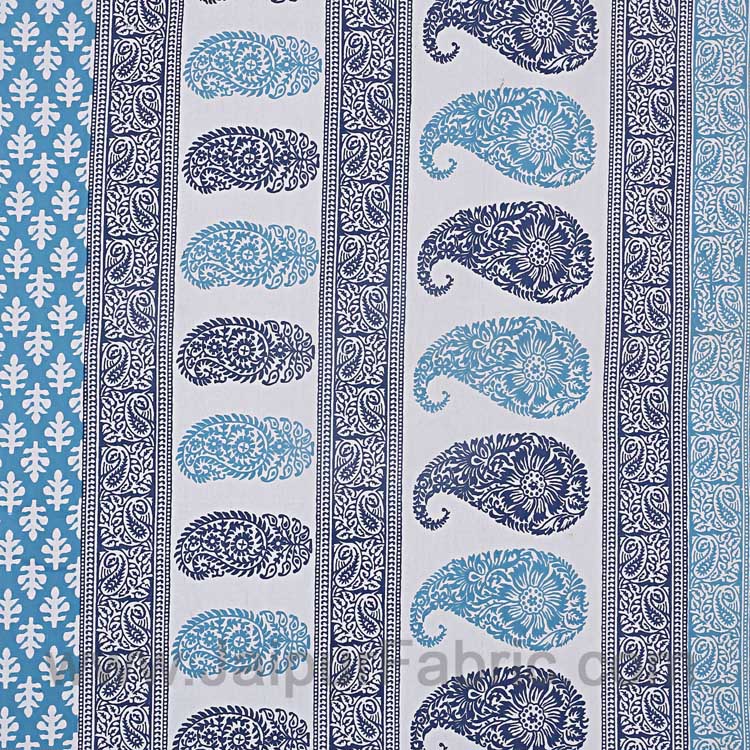 Double bedsheet Sky Blue Kerry Paisley Dabu Print