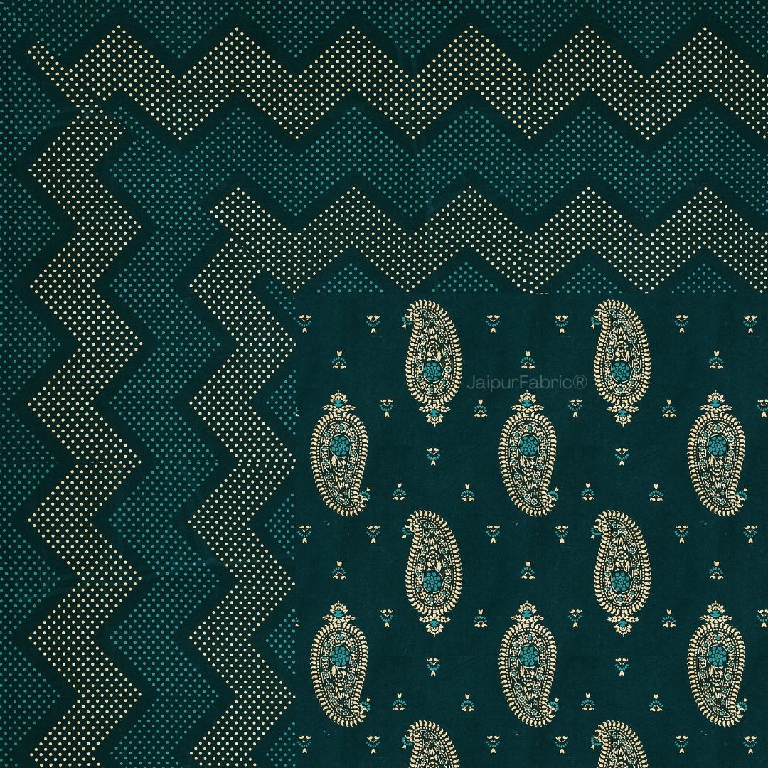 Traditional Goldi Sea Green King Size BedSheet