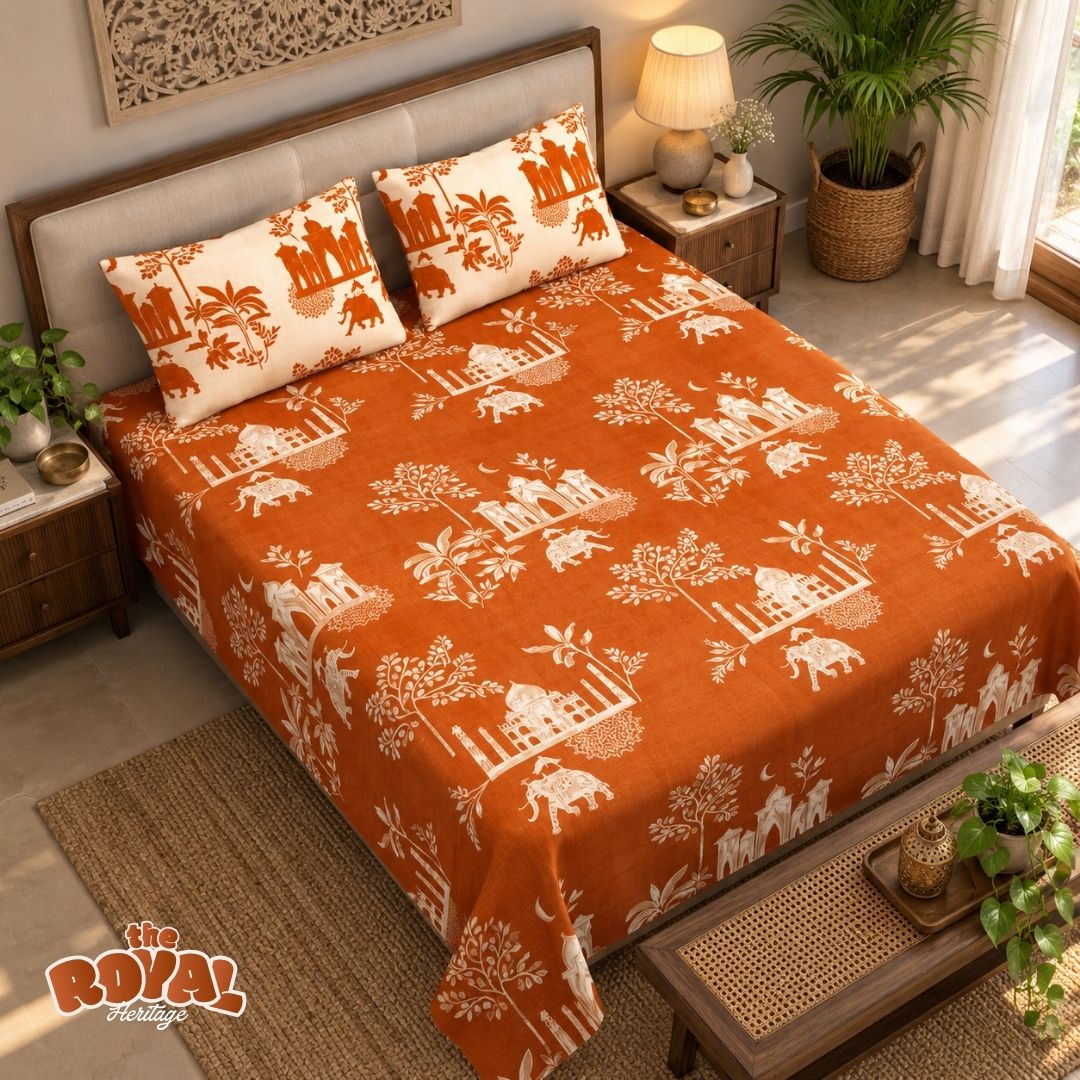 Royal Heritage Dark Double Bed Size Bedsheet