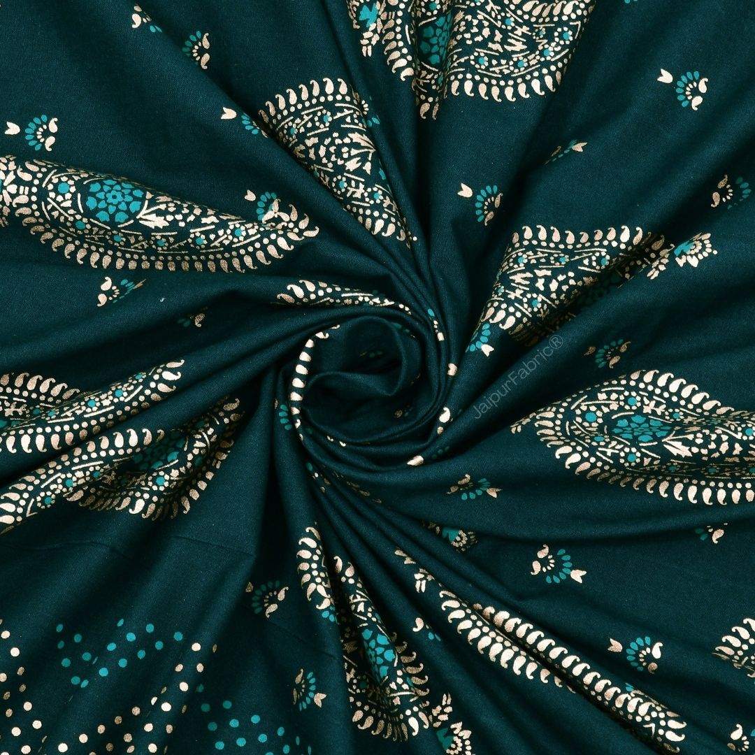 Traditional Goldi Sea Green King Size BedSheet