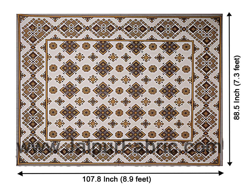Double Bedsheet Light Yellow Border Fine Cotton Rangoli Print