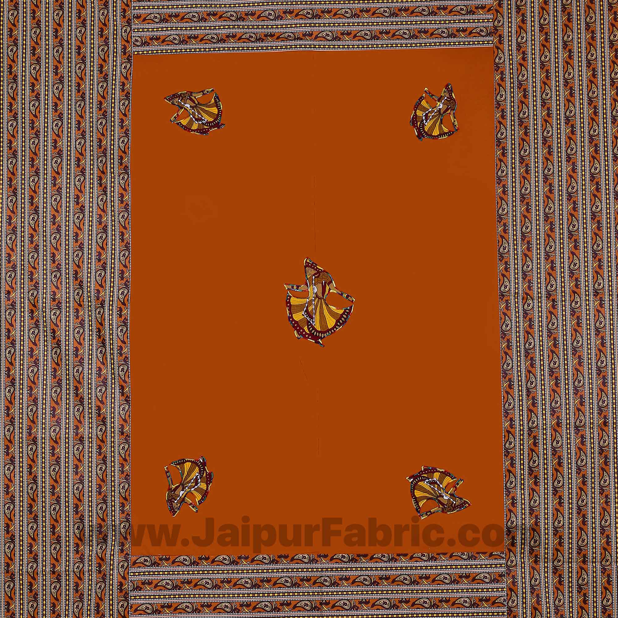 Applique Mustard Gujri Jaipuri Hand Made Embroidery Patch Work Double Bedsheet