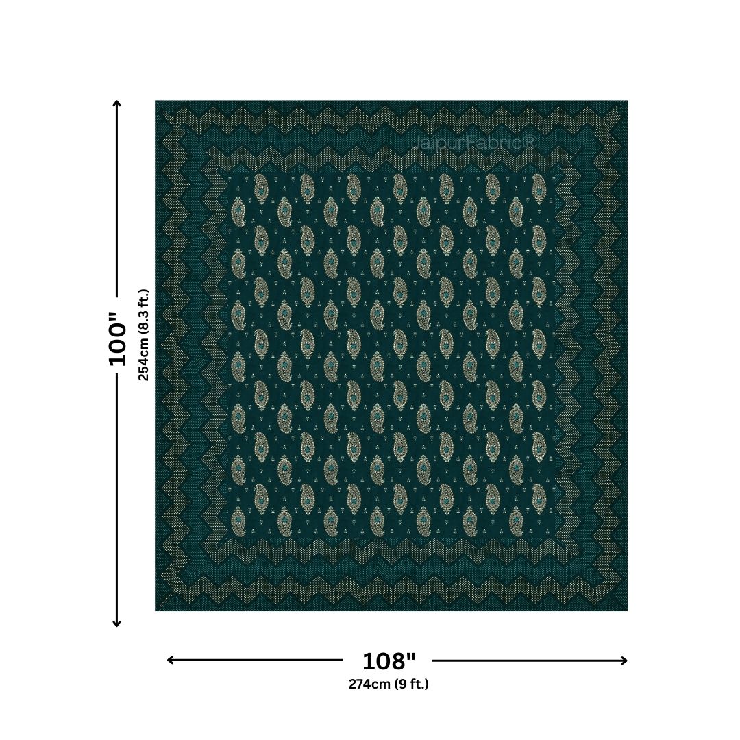 Traditional Goldi Sea Green King Size BedSheet