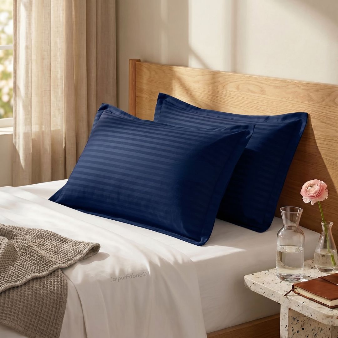 Navy Blue Color Pillow Cover Pair