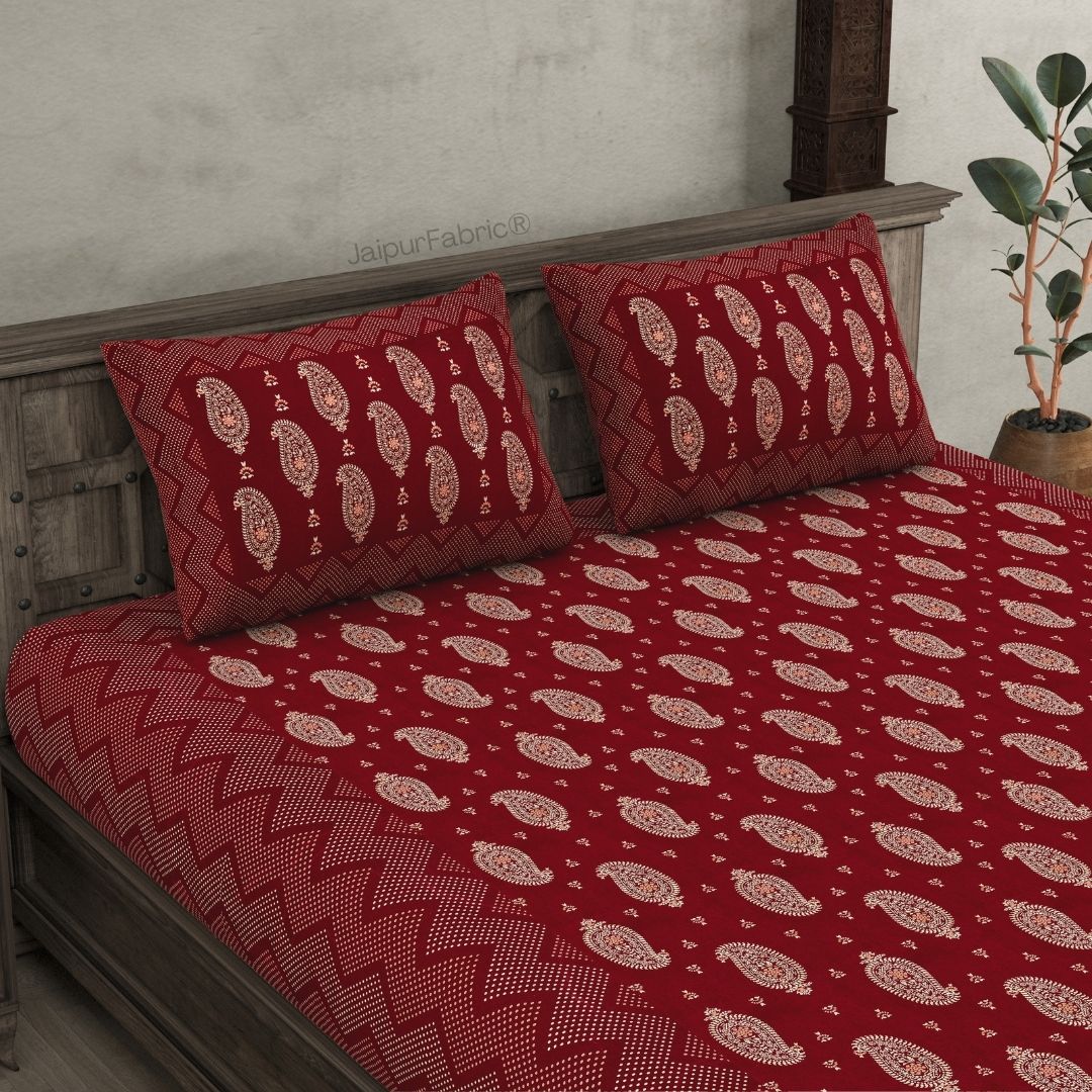 Traditional Goldi Maroon King Size BedSheet