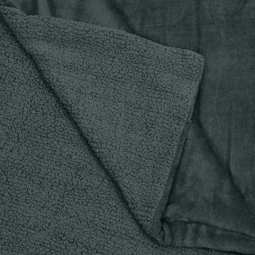 Velvet Plush Deep Teal Double Bed Blanket layered with Ultra-Soft Sherpa Fabric