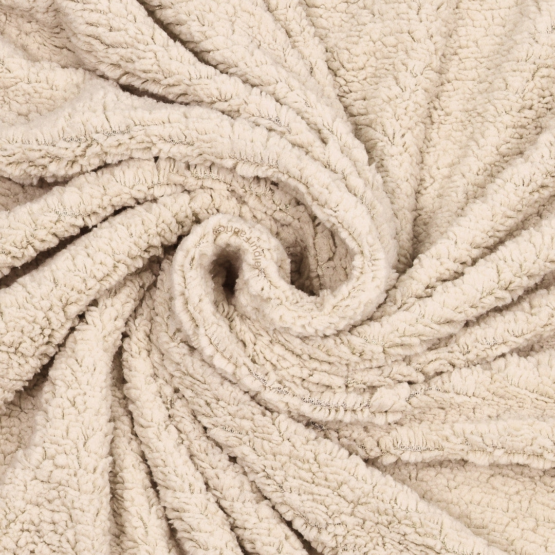 Velvet Plush Sandstone Beige Double Bed Blanket layered with Ultra-Soft Sherpa Fabric