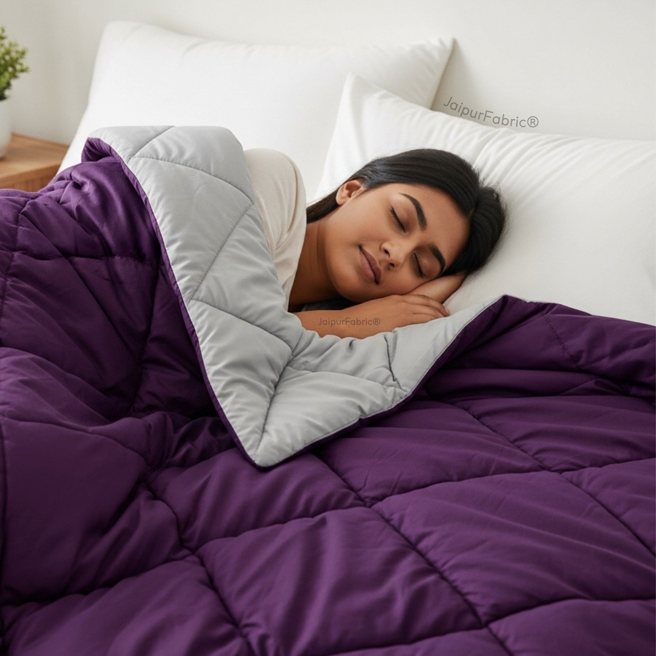 Purple Light Grey Double Bed Comforter