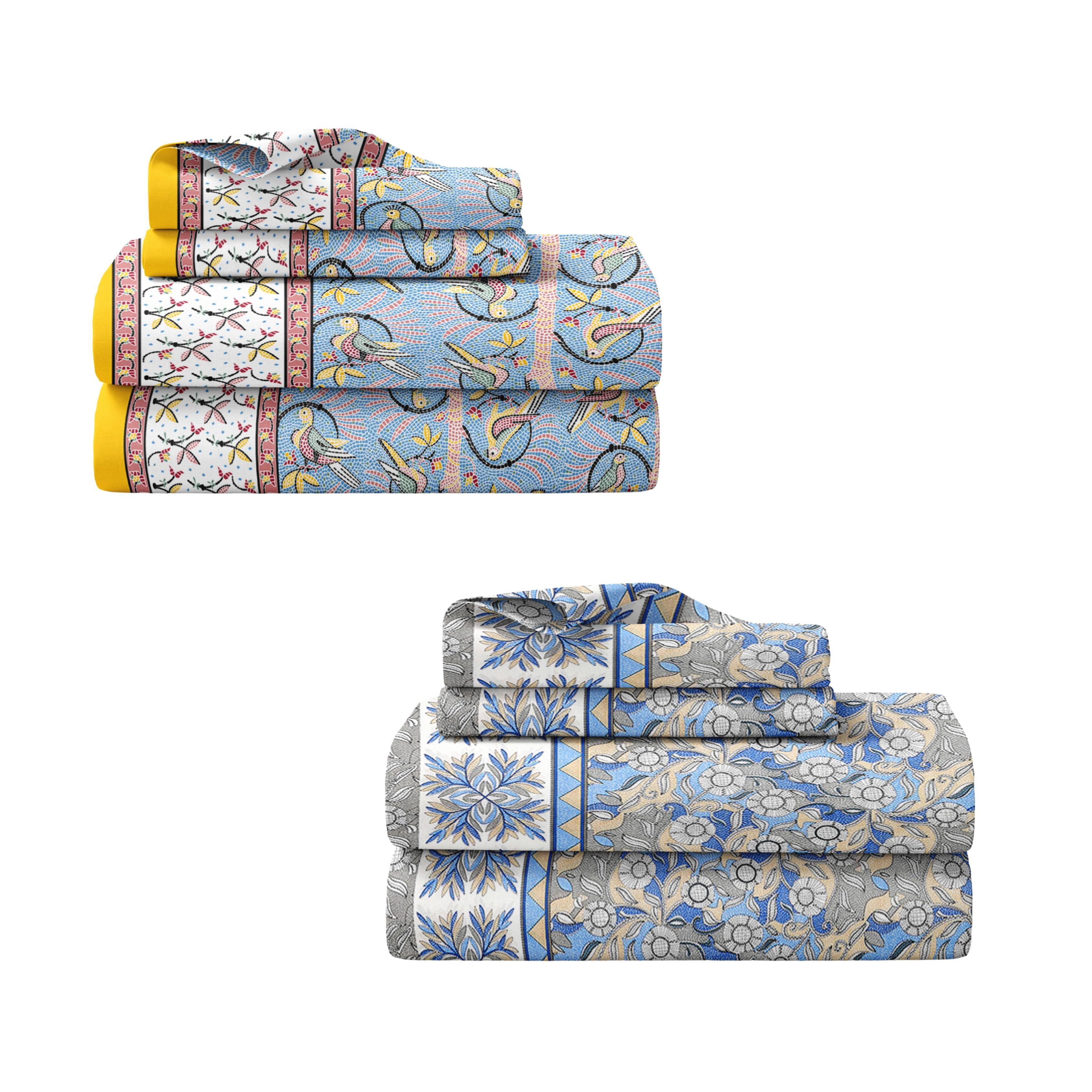 Peacock Grace & Sandstone Glory 240 TC Pure Cottong Single Bedsheet Combo