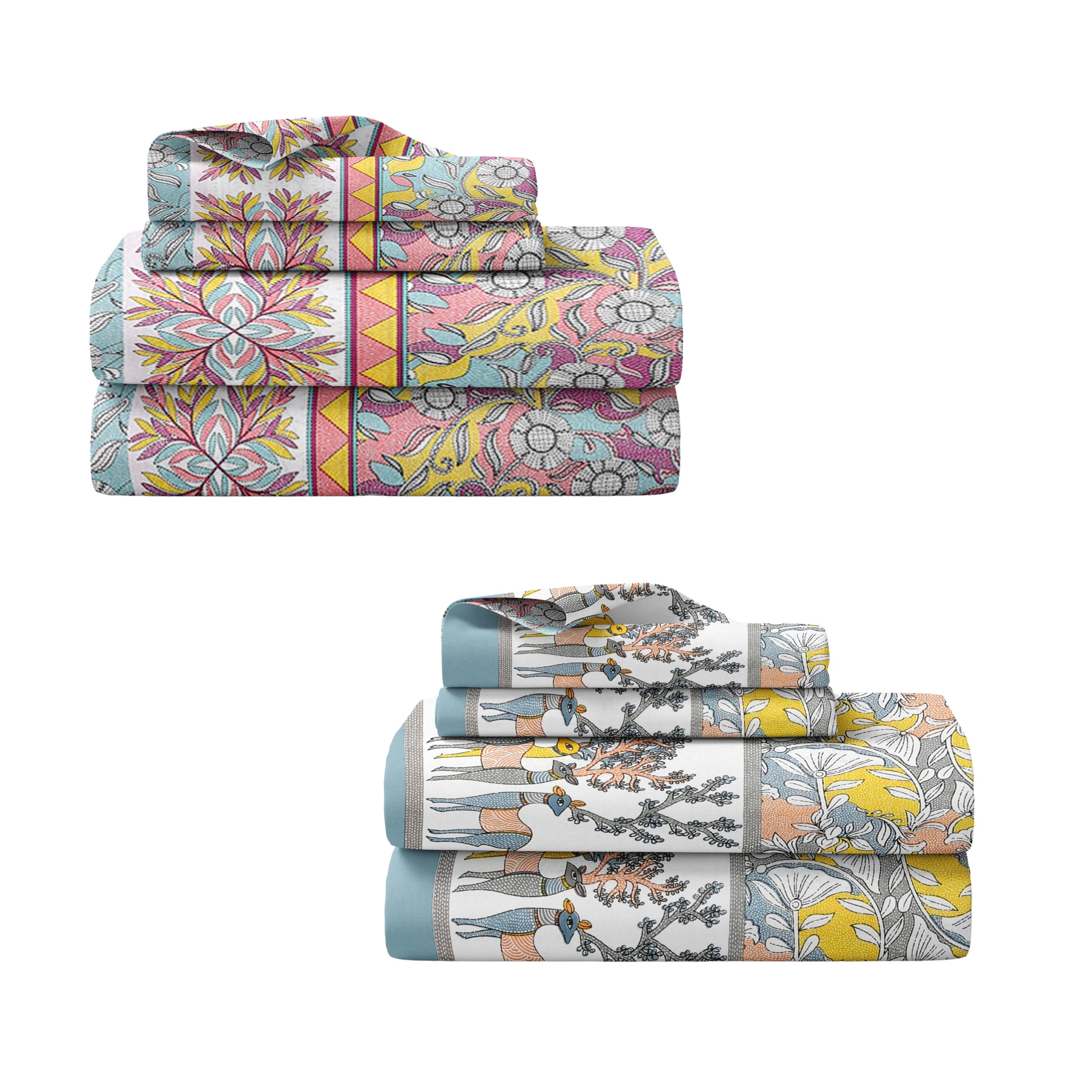Amber Gold & Summer Lotus 240 TC Pure Cottong Single Bedsheet Combo