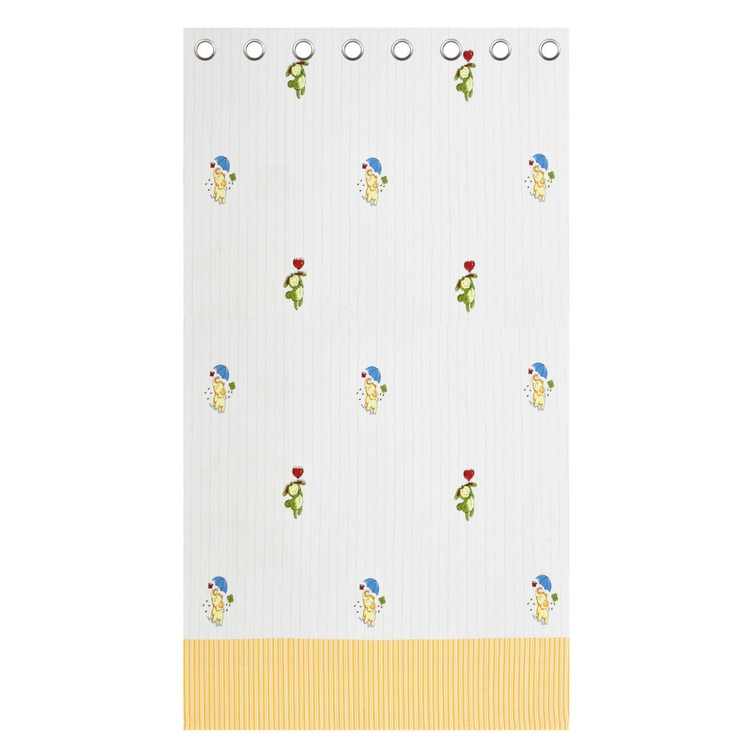 Playful Elephant & Bunny Stripe 7 Ft Duck Cotton Digital Print Curtain