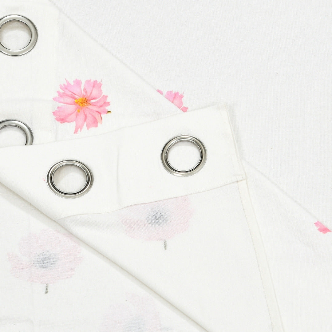 Soft Pink Wildflower Field 7 Ft Duck Cotton Digital Print Curtain