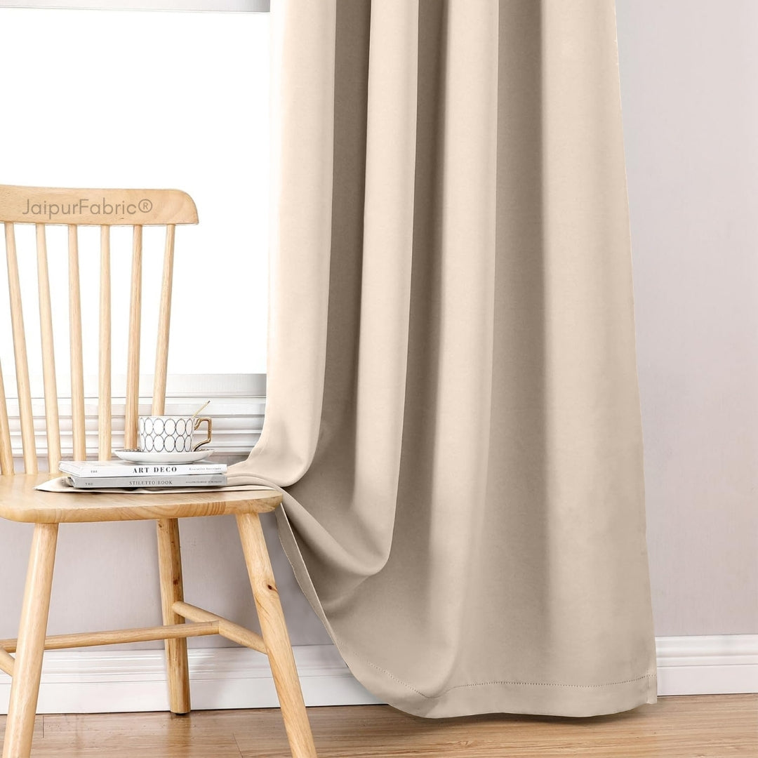 Cream Solid Blackout Curtains