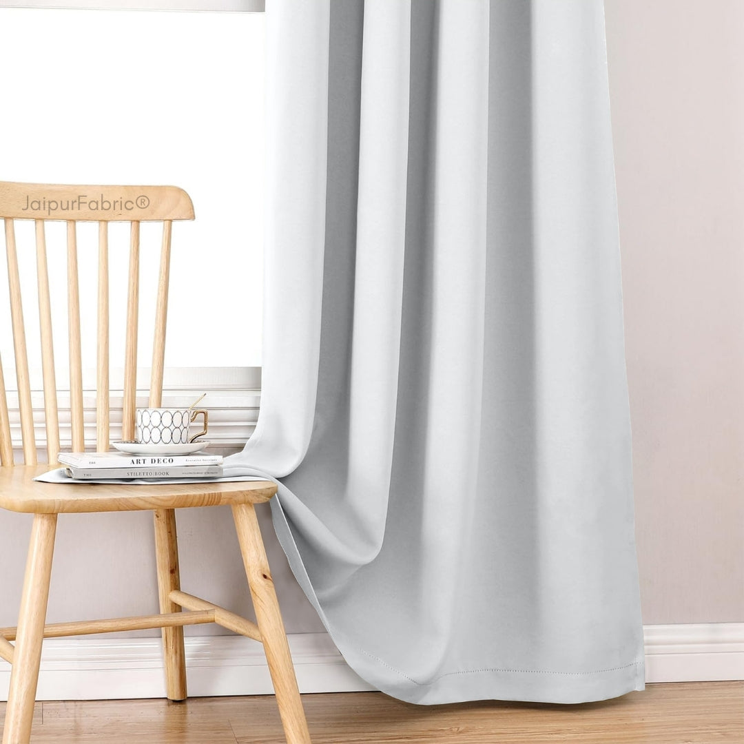 Silver Grey Solid Blackout Curtains