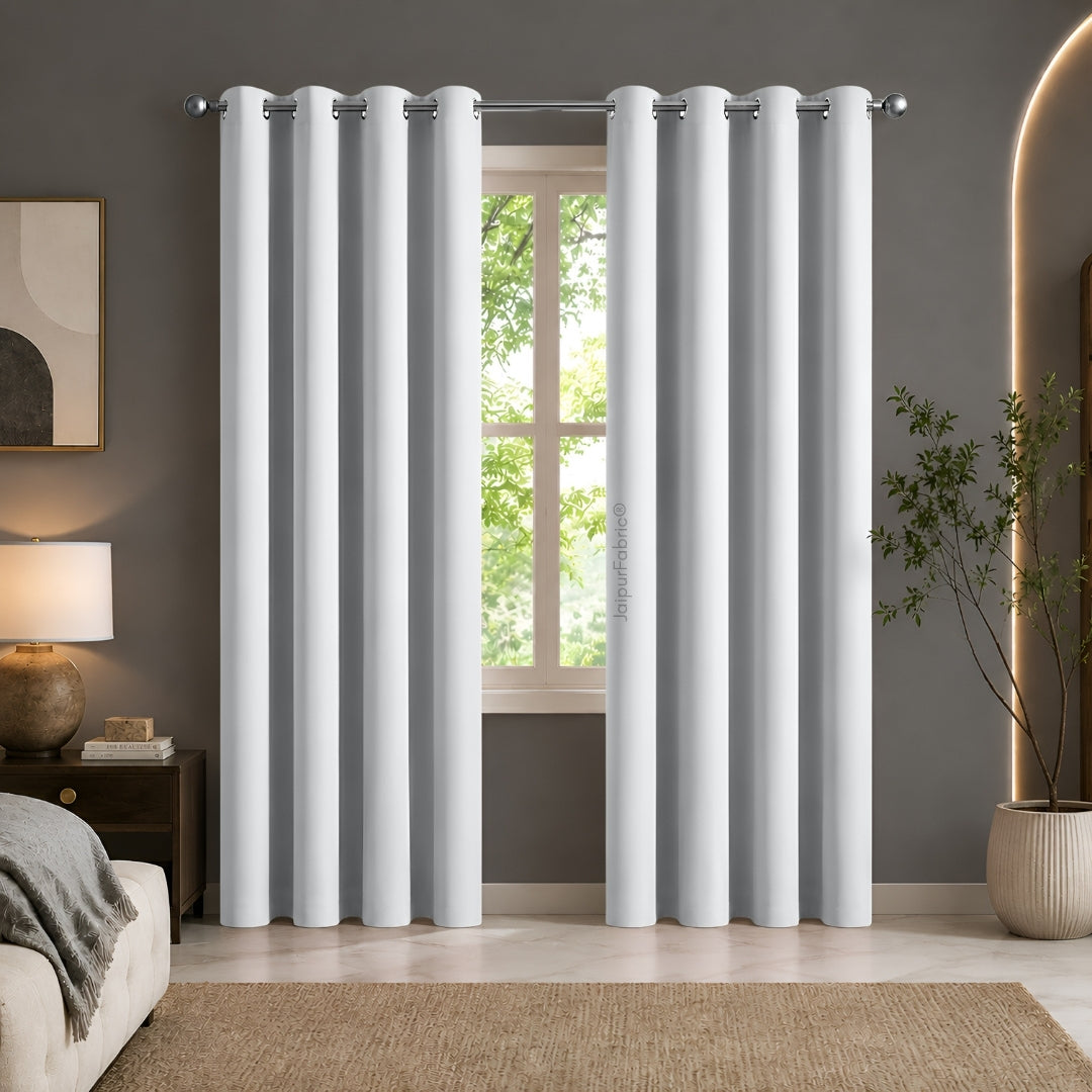 Silver Grey Solid Blackout Curtains (Pack of 2)
