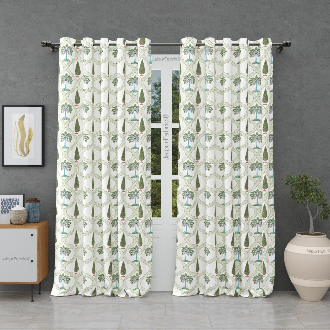 Hand Block Printroots Printed Curtains with Intricate Floral Designs (Pack of 2)