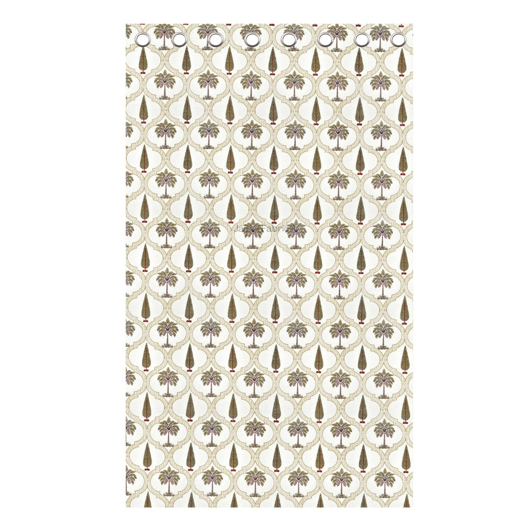 Pinklay Mocha Brown Delight Floral Jaipuri Hand Block Print Curtains (Pack of 2)