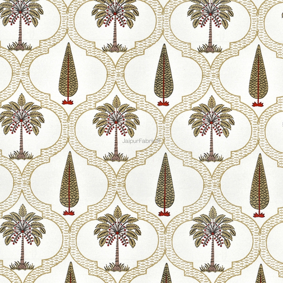 Pinklay Mocha Brown Delight Floral Jaipuri Hand Block Print Curtains (Pack of 2)