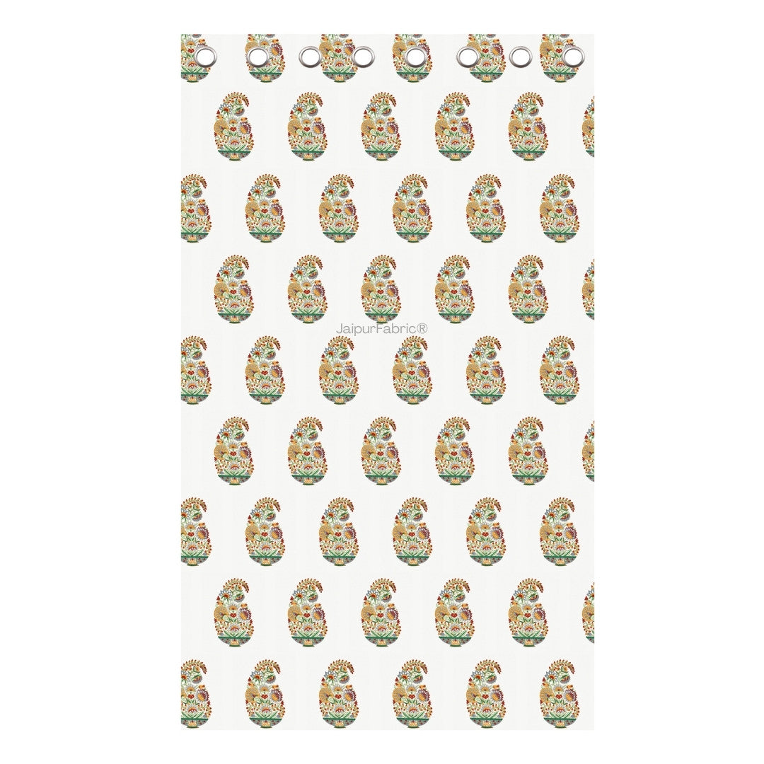 Hand Block Printed Curtains Floral Valley Bunai Pattern Indian Kairi Design Curtains (Pack of 2)