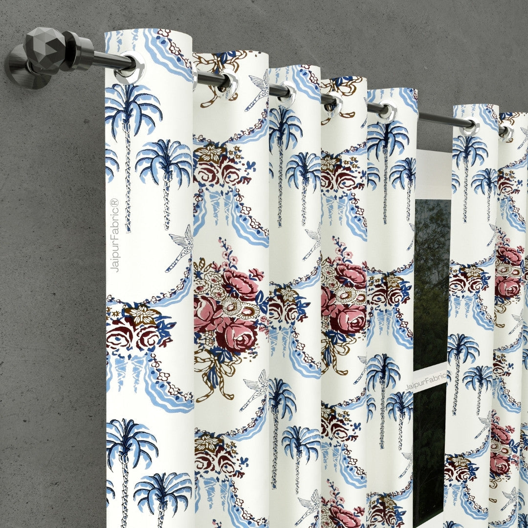 Blue Pottery Timeless Imprints 100% Cotton Block Printed Curtains Urban Jaipur (Pack of 2)