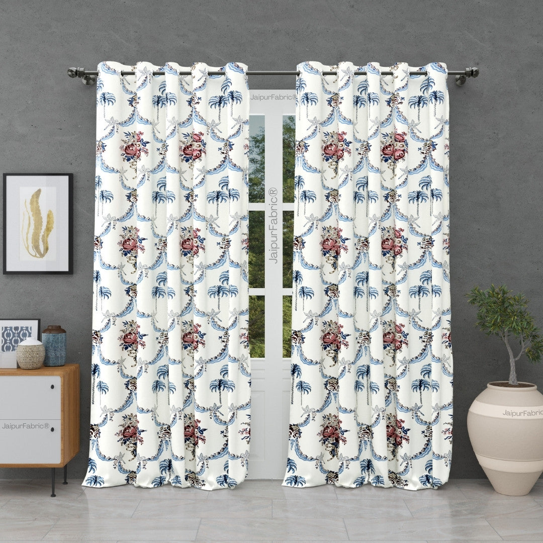 Blue Pottery Timeless Imprints 100% Cotton Block Printed Curtains Urban Jaipur (Pack of 2)