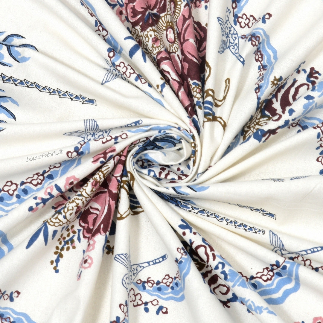 Blue Pottery Timeless Imprints 100% Cotton Block Printed Curtains Urban Jaipur (Pack of 2)