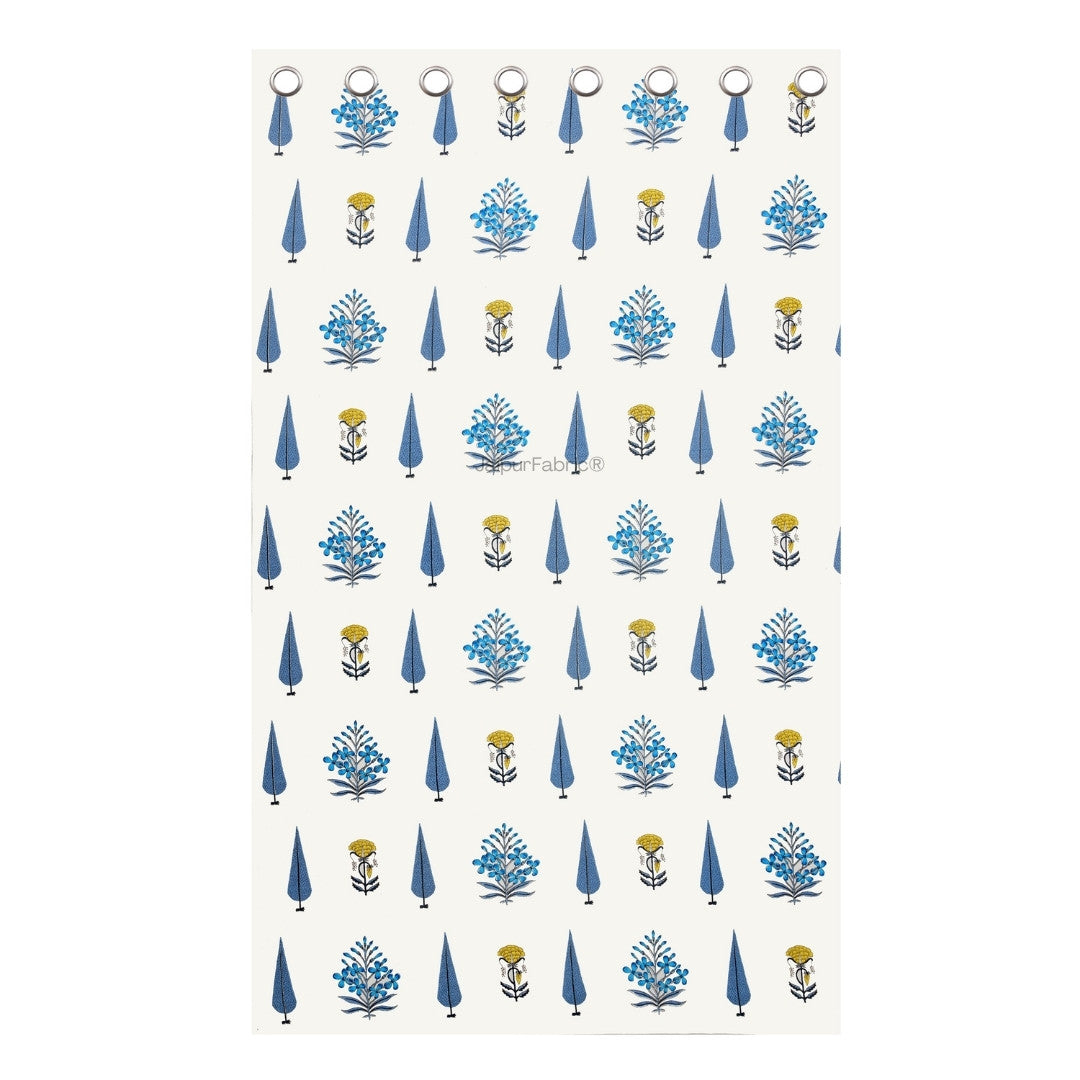 Beautiful Plarsh Floral Premium Hand Blocks of India Cotton Curtains (Pack of 2)