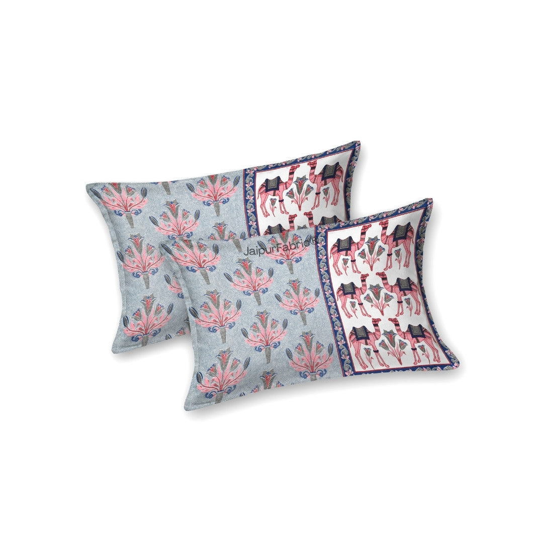 Floral Corsage Blue Pure Cotton King Size Bedsheet
